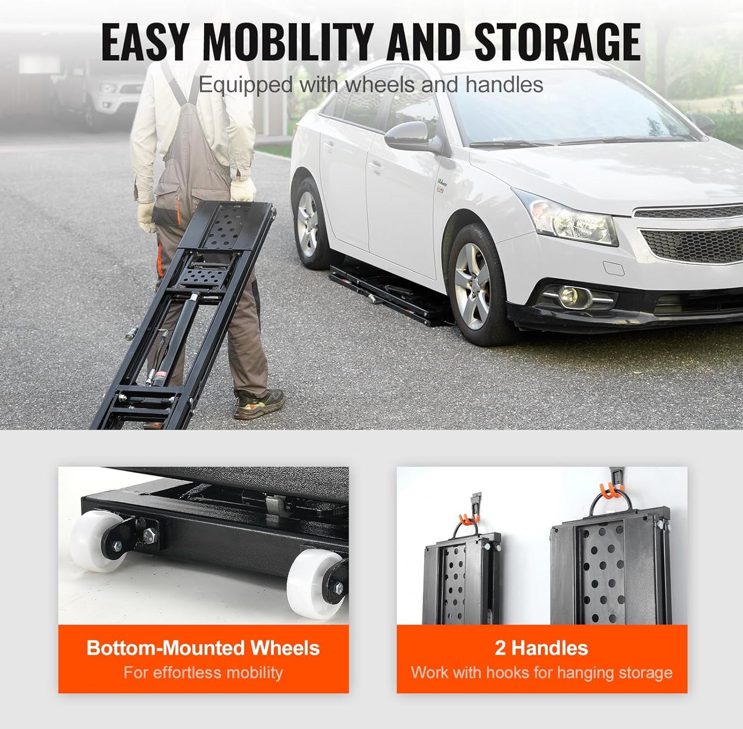 VEVOR 7000LB Portable Car Lift, 26.8" Heavy Duty Garage Jack