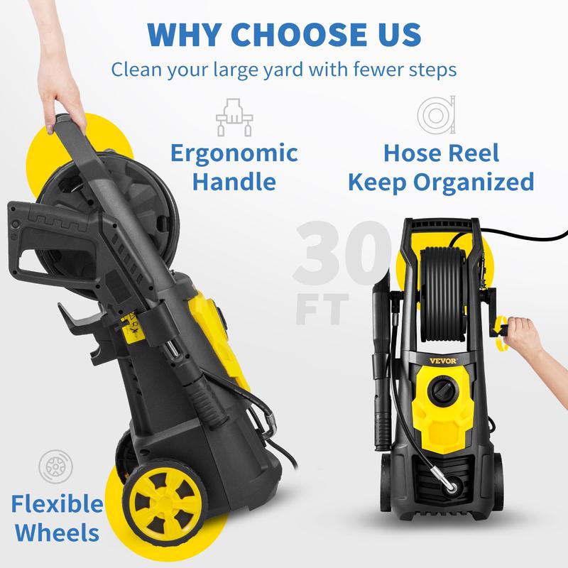 VEVOR Electric Pressure Washer 2000 PSI, 1.76 GPM with Foam Cannon